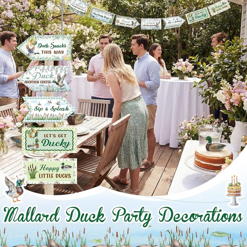 Skylety 20 Pieces Party Direction Signs Decor, Welcome Directional Signs for Birthday Showman Themes Party Decoration Accessories(Mallard Duck,Green) - Image 5