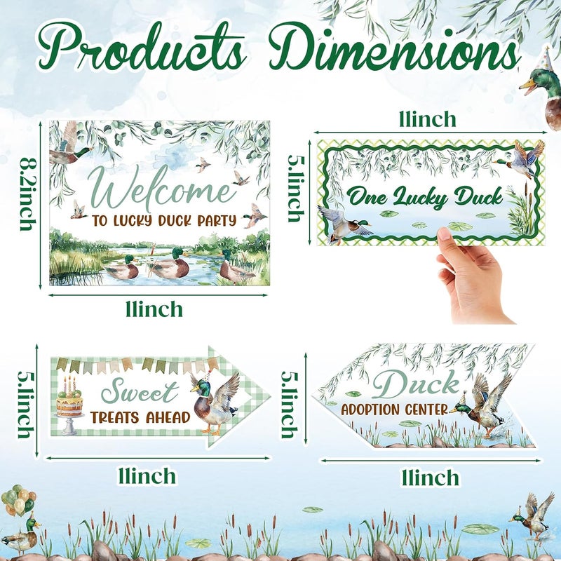 Skylety 20 Pieces Party Direction Signs Decor, Welcome Directional Signs for Birthday Showman Themes Party Decoration Accessories(Mallard Duck,Green) - Image 2