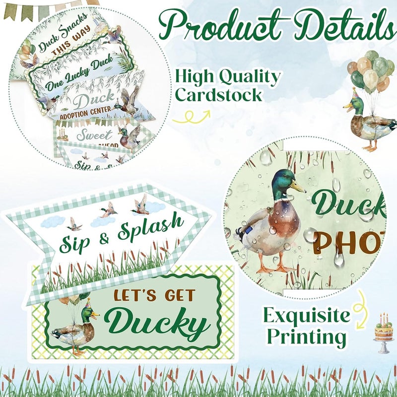 Skylety 20 Pieces Party Direction Signs Decor, Welcome Directional Signs for Birthday Showman Themes Party Decoration Accessories(Mallard Duck,Green) - Image 3