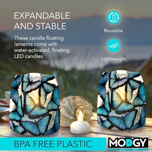 MODGY Luminary Lanterns Floating LED Candles with Batteries Included - Luminaries are Great for Weddings, Parties, Patios & Celebrations of All Kinds (Morpho), Pack of 4 - Image 3