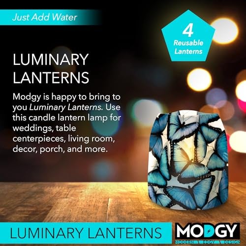 MODGY Luminary Lanterns Floating LED Candles with Batteries Included - Luminaries are Great for Weddings, Parties, Patios & Celebrations of All Kinds (Morpho), Pack of 4 - Image 2