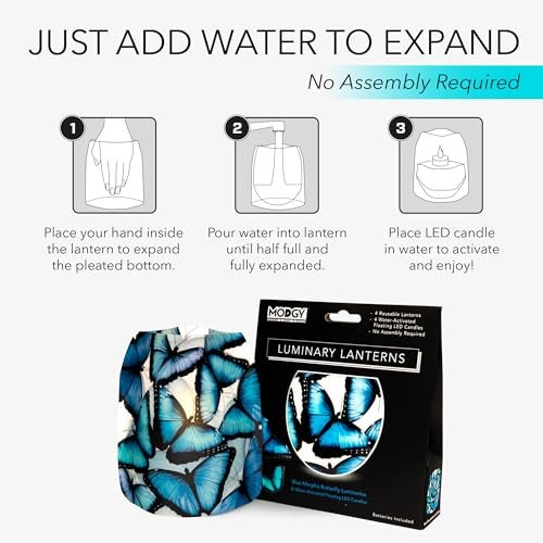 MODGY Luminary Lanterns Floating LED Candles with Batteries Included - Luminaries are Great for Weddings, Parties, Patios & Celebrations of All Kinds (Morpho), Pack of 4 - Image 4