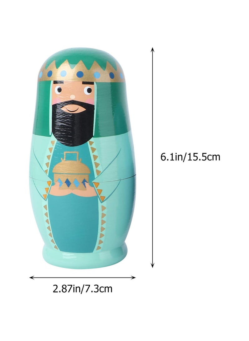 GGOOT 5Pcs Russian Nesting Dolls Christmas Matryoshka Dolls Matryoshka Wooden Toys Xmas Gifts for Children Kids Christmas Winter Party Wishing Gift  - Image 5