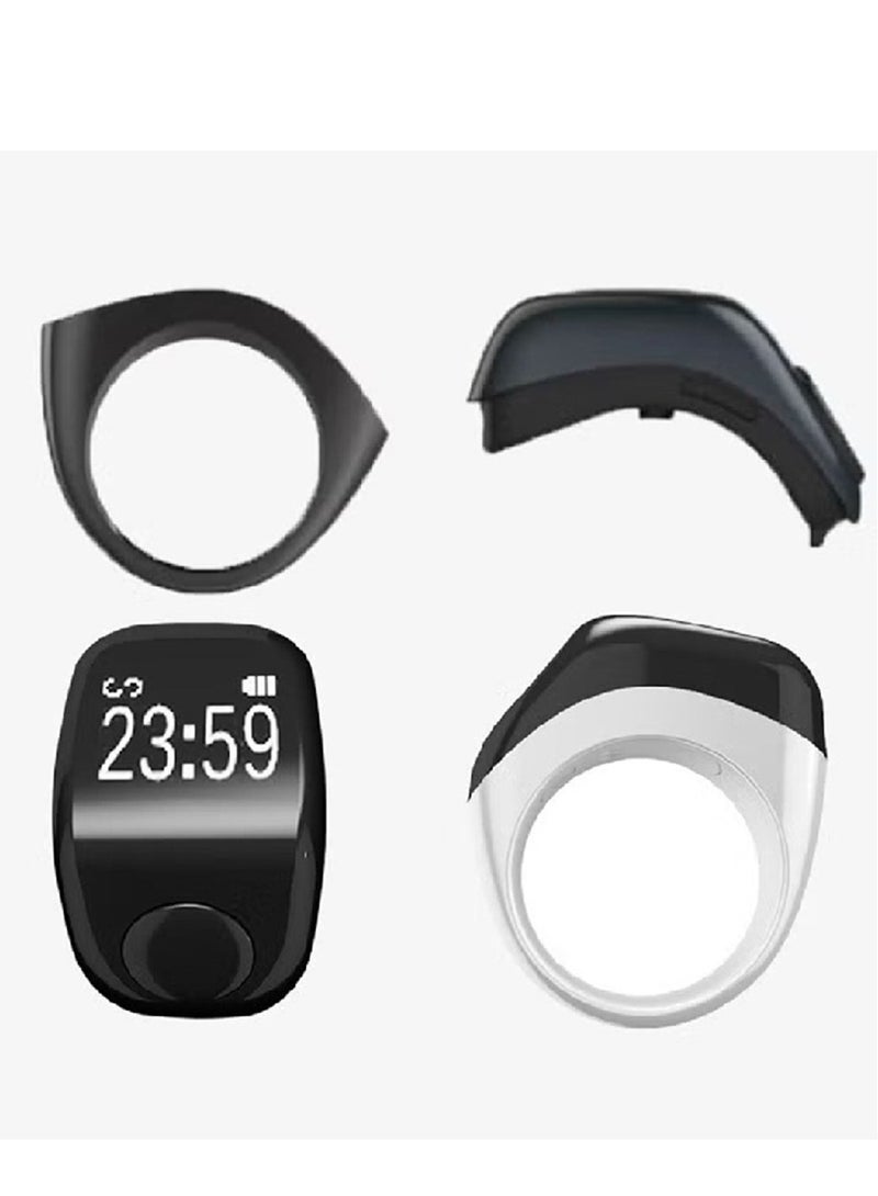 خاتم الذكي أسود للتذكير بالتسبيح وأوقات الصلاة مع عداد رقمي وتطبيق موبايل - تصميم عصري بثلاثة مقاسات - Image 2