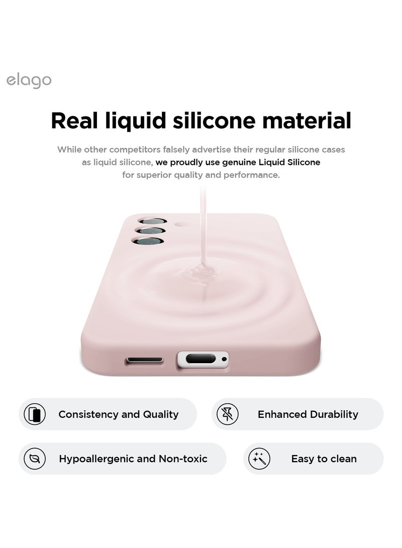 Elago Liquid Silicone for Samsung Galaxy S25 Case Cover Full Body Screen Camera Protective, Shockproof, Slim, Anti-Scratch Soft Microfiber Lining - Lovely Pink - Image 3