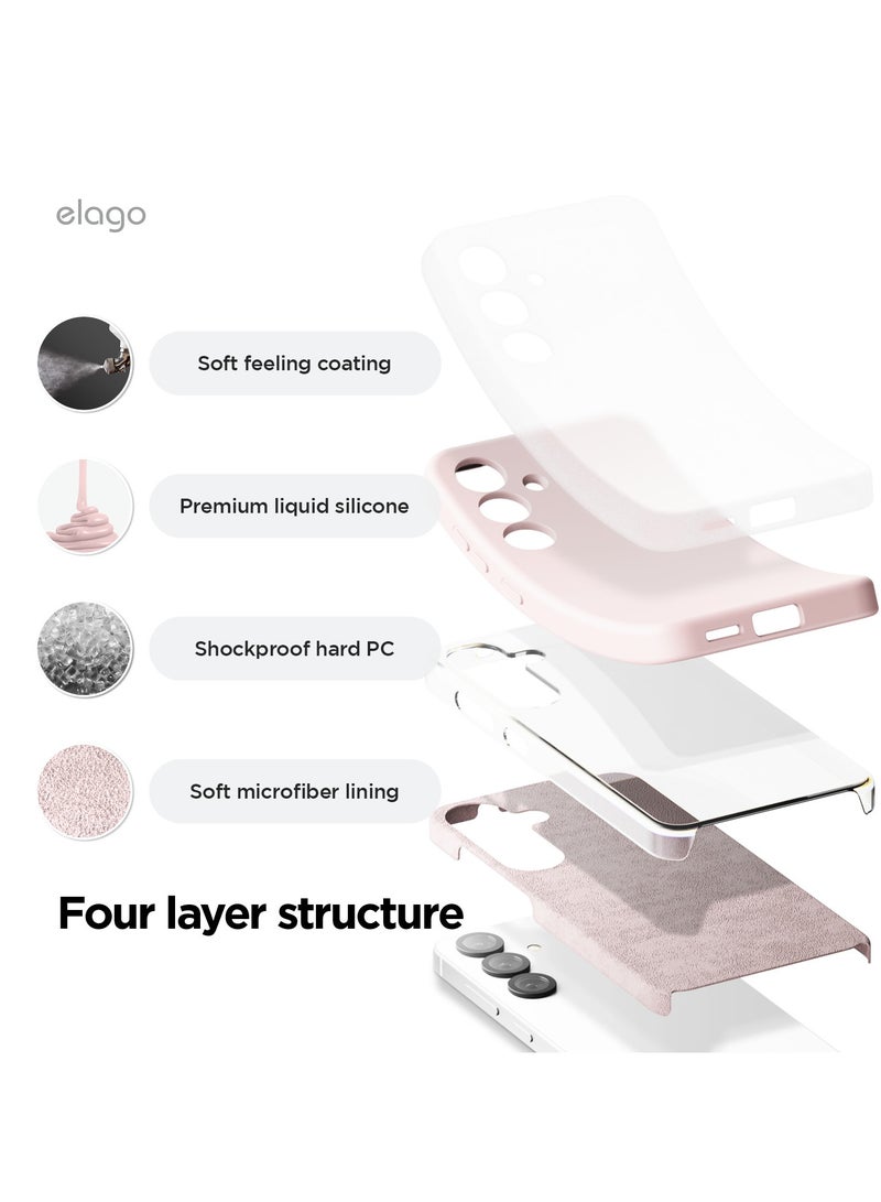 Elago Liquid Silicone for Samsung Galaxy S25 Case Cover Full Body Screen Camera Protective, Shockproof, Slim, Anti-Scratch Soft Microfiber Lining - Lovely Pink - Image 5