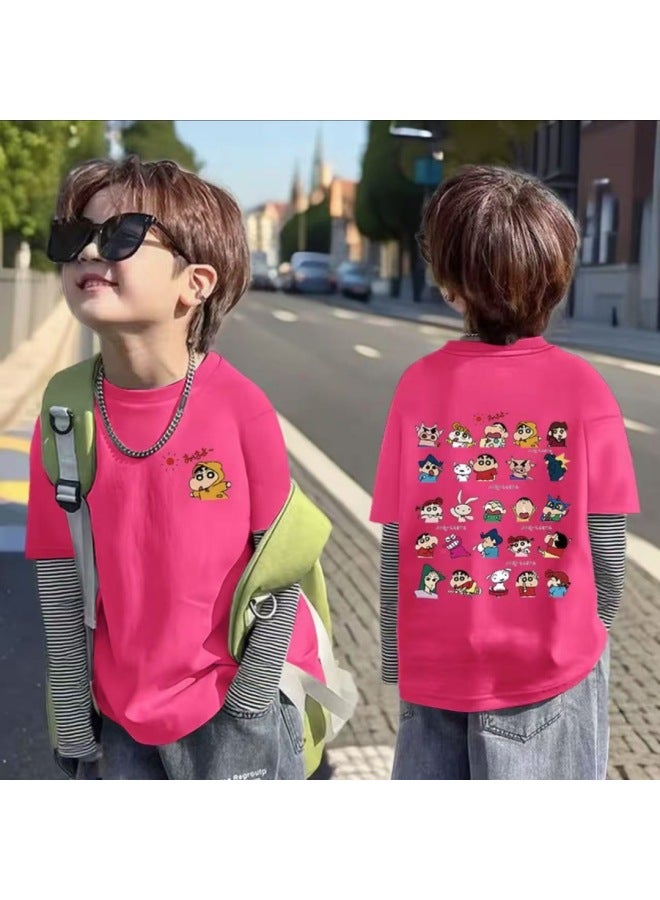 Baby Versatile Long Sleeve Cartoon Striped Spring/autumn Round Neck T-shirt Fashion Boys Girls Casual Cute Base Layer