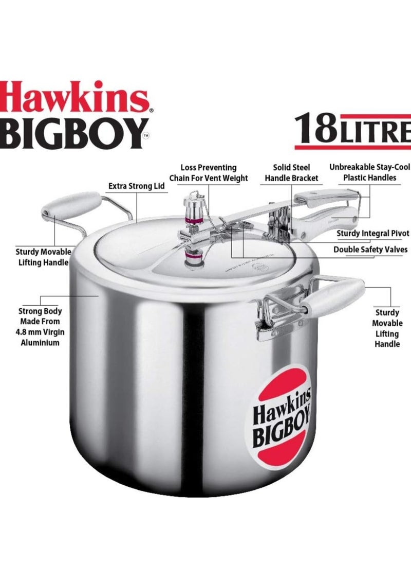 Hawkins Bigboy Pressure Cooker, Silver, 18 Litres  - Image 5