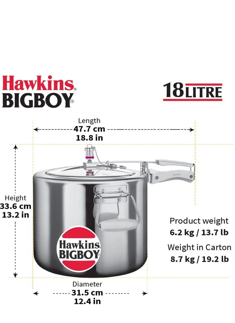 Hawkins Bigboy Pressure Cooker, Silver, 18 Litres  - Image 4