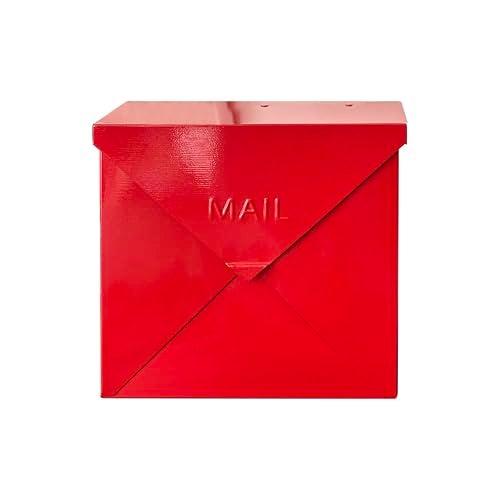 NACH Mailboxes for Outside Wall Mount 10 x 10 x 4 inch Red Mail Boxes for House Outside Waterproof Mailboxes for Outside Chicago Style Mail Box - Image 1