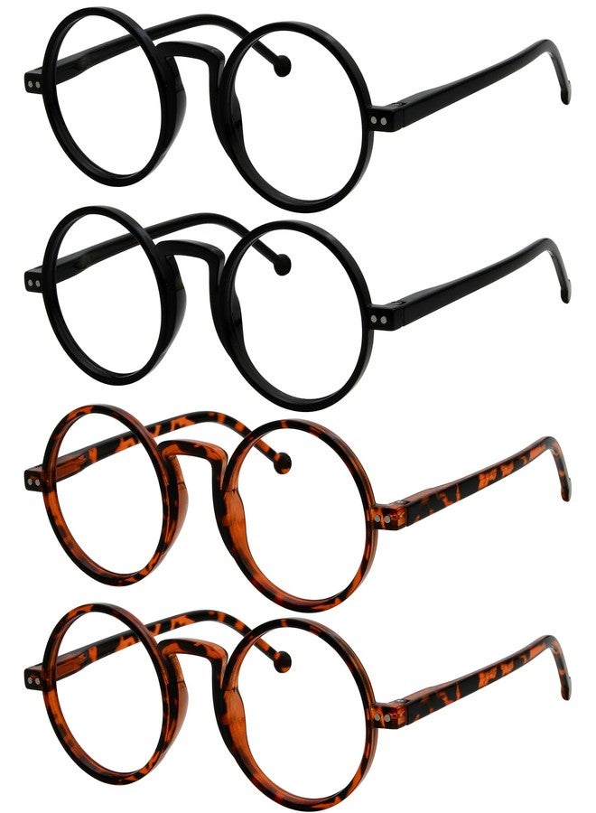 Eyekepper Pack of 4 Oversized Round Reading Glasses (2 Black and 2 Tortoiseshell) for Men Women Vintage Reading Aid with Spring Hinges +2.50 - Image 1