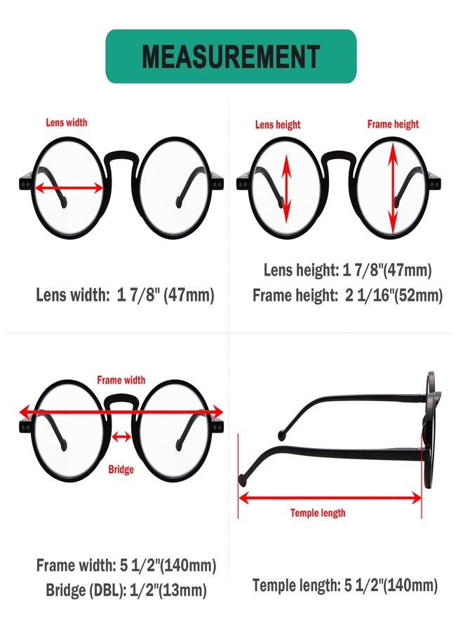 Eyekepper Pack of 4 Oversized Round Reading Glasses (2 Black and 2 Tortoiseshell) for Men Women Vintage Reading Aid with Spring Hinges +2.50 - Image 4