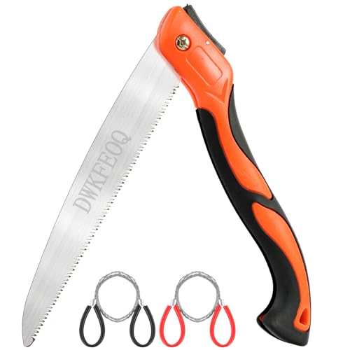 DWKFEOQ 3PCS DWKFEOQ Folding Saw and Stainless Steel Cable Saws Set, 11.8 Inch Long Blade Hand Saws for Wood Camping, Dry Wood Pruning Saw With Hard Teeth, Quality SK-5 Steel - Image 1
