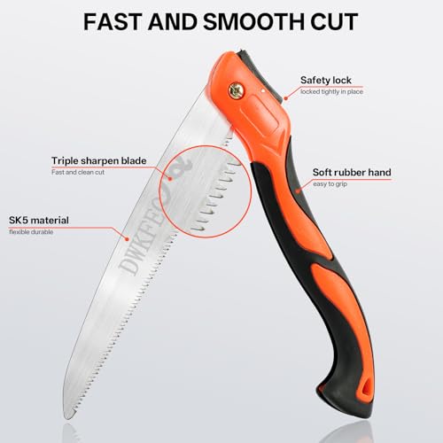 DWKFEOQ 3PCS DWKFEOQ Folding Saw and Stainless Steel Cable Saws Set, 11.8 Inch Long Blade Hand Saws for Wood Camping, Dry Wood Pruning Saw With Hard Teeth, Quality SK-5 Steel - Image 5