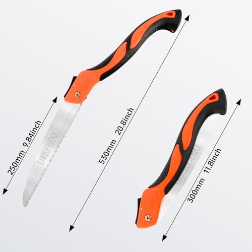 DWKFEOQ 3PCS DWKFEOQ Folding Saw and Stainless Steel Cable Saws Set, 11.8 Inch Long Blade Hand Saws for Wood Camping, Dry Wood Pruning Saw With Hard Teeth, Quality SK-5 Steel - Image 2