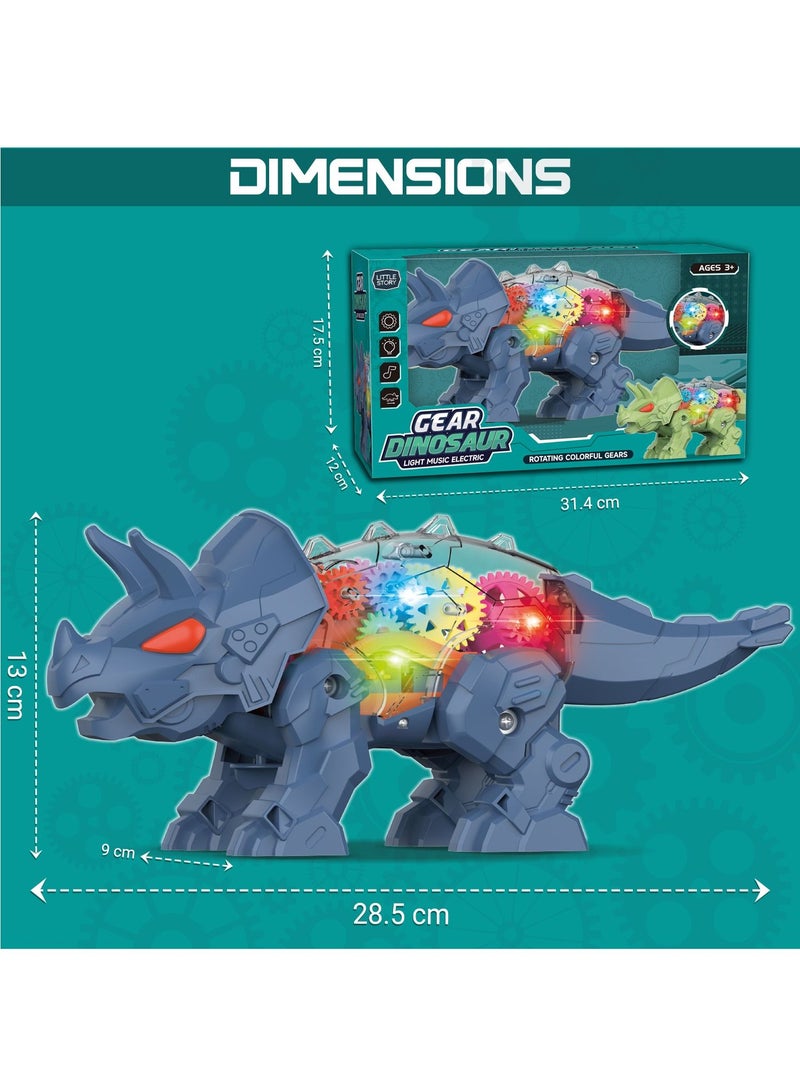 Little Story Electric DIY Gear Dinosaur With Light and Sound (Excluded 3 x 1.5 AA Batteries) - Blue - Image 5