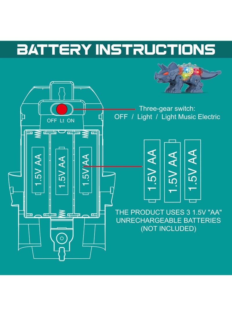 Little Story Electric DIY Gear Dinosaur With Light and Sound (Excluded 3 x 1.5 AA Batteries) - Blue - Image 3