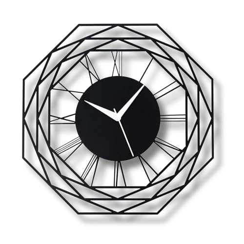 AVVIC MART Wall Clock Stylish Metal Analog Wall Clock for Living Room, Bedroom, Office, Kitchen, Home and Hall | Antique Fancy Big Size Modern Wall Watch (Black(DA-82), 40 CM) - Image 1