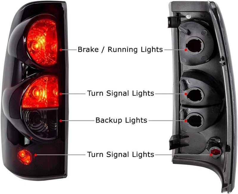 Winjet Tail Lights For [1999 2000 2001 2002 2003 2004 2005 2006 Chevy Silverado 1500 2500 3500] [1999-2003 GMC Sierra] Taillights Assembly Pickup Tail Lamp Brake Rear Lamps Replacement Black/Smoke - Image 2