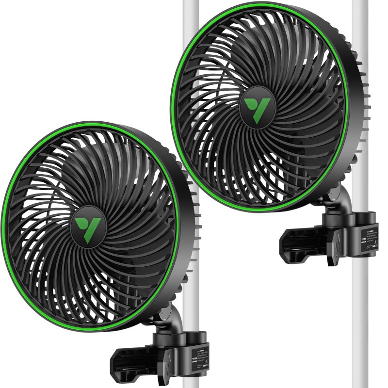 VIVOSUN AeroWave E6 Gen2 Grow Tent Clip Fan 6 EC Motor Smart Control Powerful Oscillating Fan Local Timer Weatherproof IP54 for Hydroponics Circulation Cooling Black