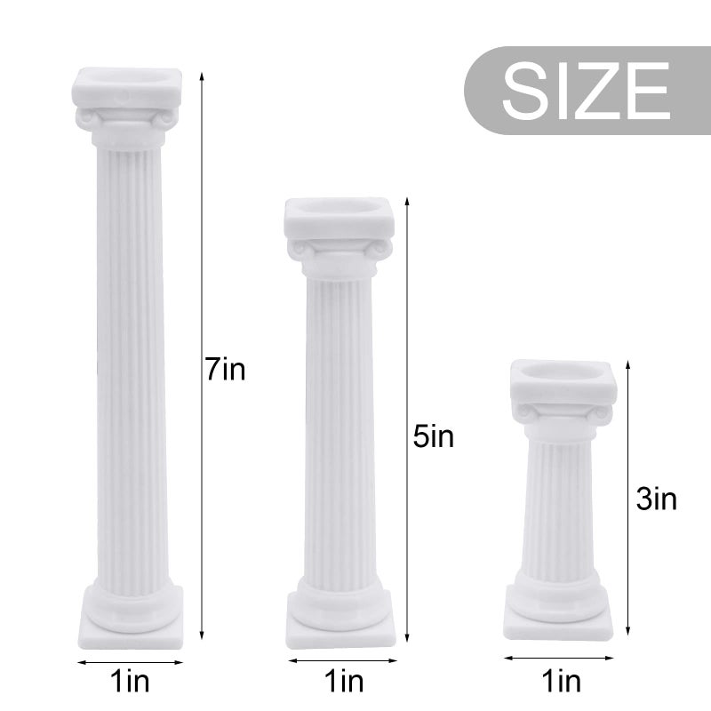 Hooshion 12 Pcs 3 Size Roman Column Cake Tiered Stands  Fondant Cakes Tier Separator Support Stand  Multilayer Wedding Cake Decoration Support Tool Sets - Image 3