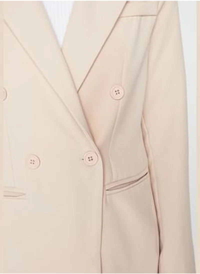 trendyol Stone Woven Blazer Jacket with Regular Lined TWOSS21CE0022.