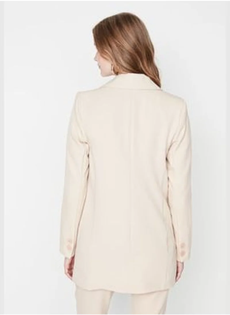 trendyol Stone Woven Blazer Jacket with Regular Lined TWOSS21CE0022.