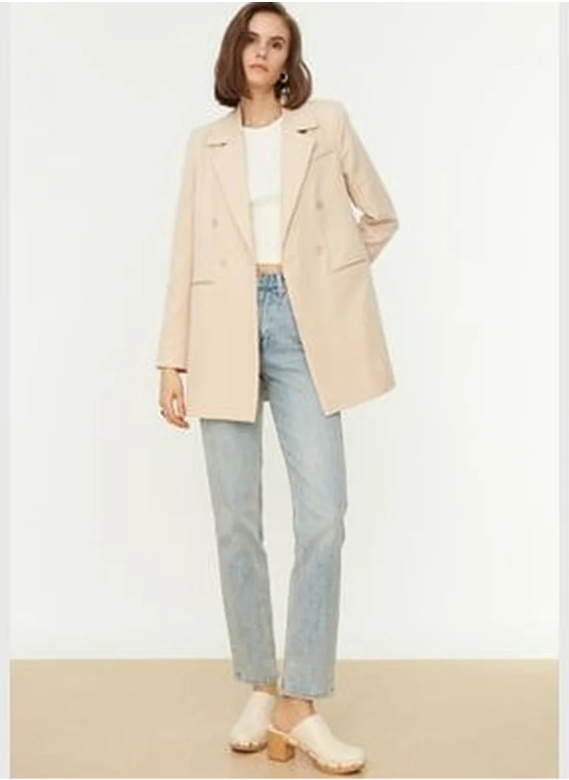 trendyol Stone Woven Blazer Jacket with Regular Lined TWOSS21CE0022.
