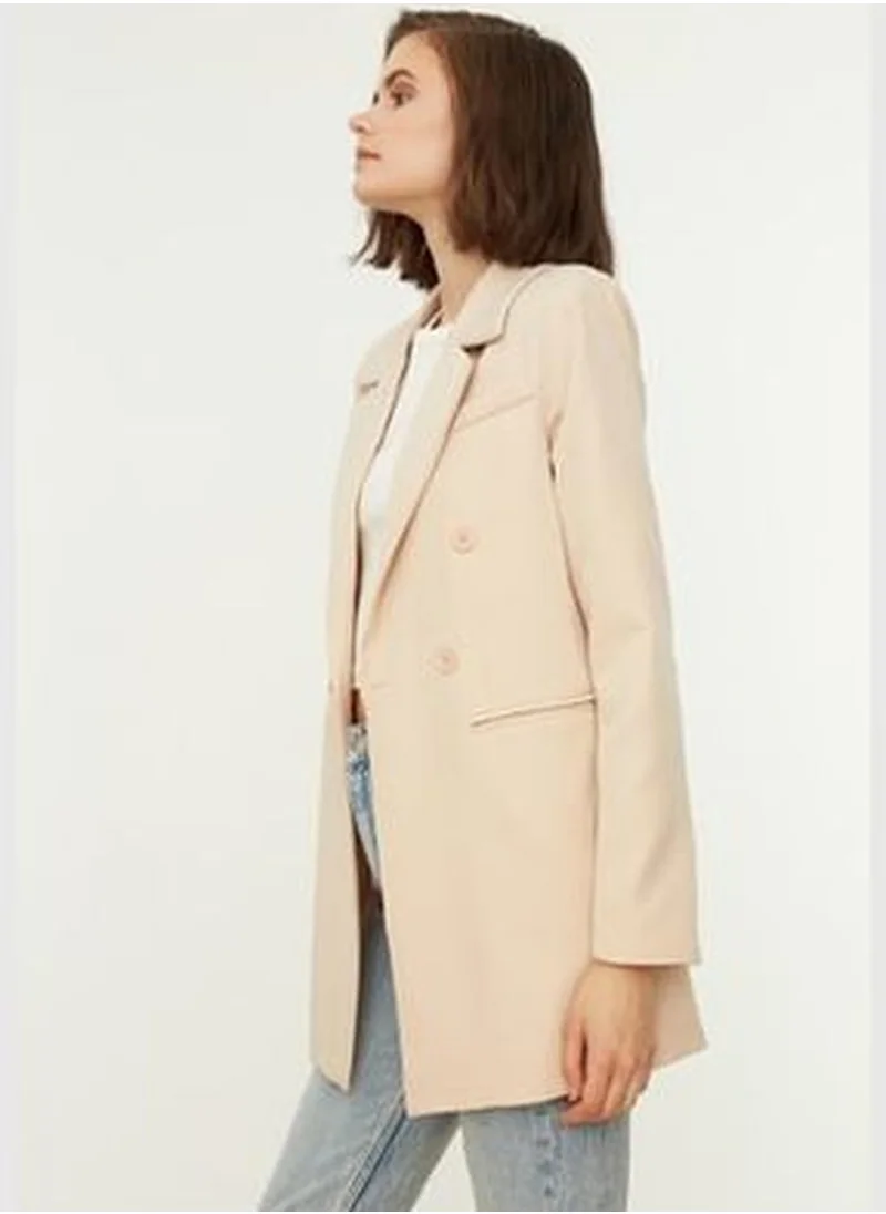 trendyol Stone Woven Blazer Jacket with Regular Lined TWOSS21CE0022.