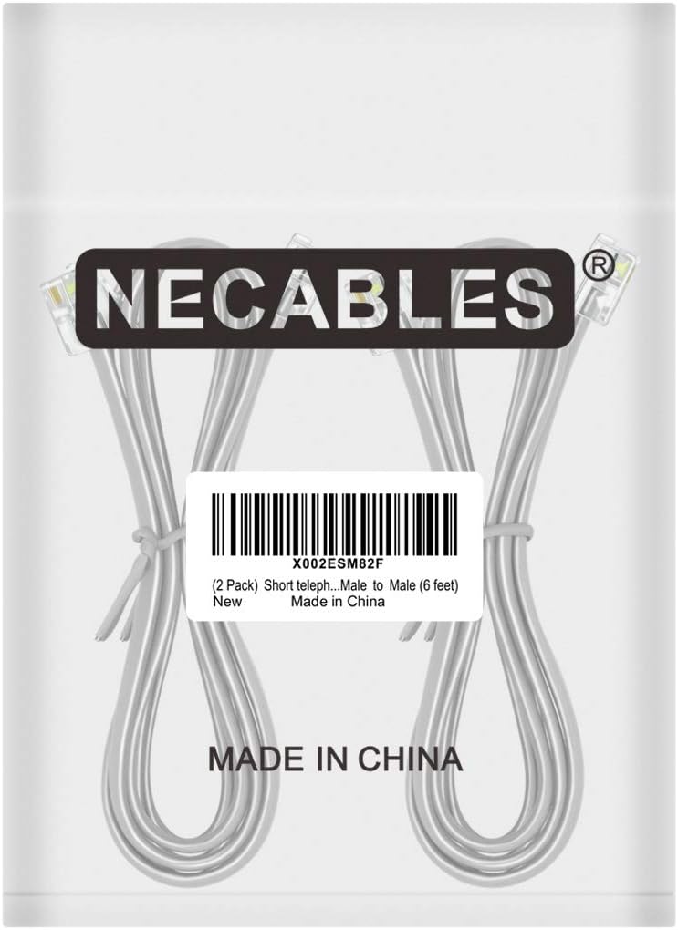 NECABLES 2Pack Phone Cord 6ft Telephone Cord Phone Cable RJ11 6P4C Male to Male for Landline and Fax - 6 Feet - Image 4