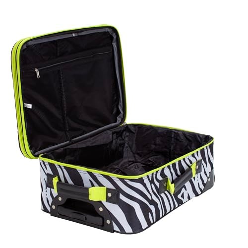 Rockland Fashion Softside Upright Luggage Set, Expandable, Lime Zebra, 2-Piece (14/19) - Image 3