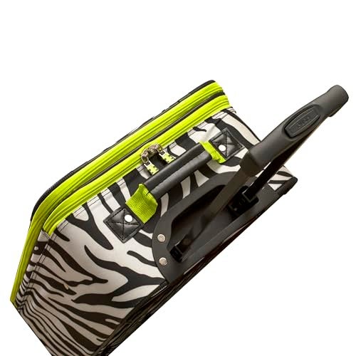 Rockland Fashion Softside Upright Luggage Set, Expandable, Lime Zebra, 2-Piece (14/19) - Image 5