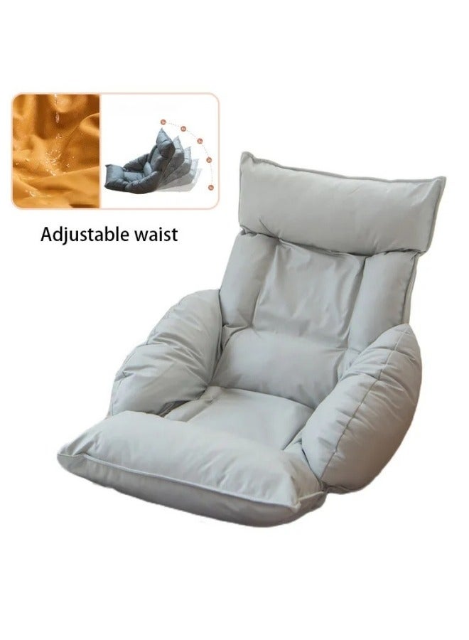 GGEROU Faux Leather Lazy Sofa Japanese Tatami Bed Armchair Removable and Washable Folding Living Room Bay Window Sofa Chair Beige 60x75x127 cm - Image 2