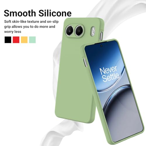DIZORO Microfiber Candy Compatible for Oneplus Nord 4 5G Smooth Touch Cushion Liquid Soft Silicone Gel Rubber Phone Cases Non-Slip Full Body Protective Shockproof Back Cover - Matcha Green - Image 3