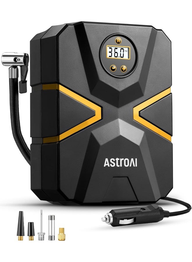 AstroAI ضاغط هواء إطارات أسترو إيه آي 12 فولت DC، مضخة إطارات سيارة رقمية 150 PSI، ضغط إطارات مسبق الضبط وإيقاف تلقائي، مضخة هواء كهربائية لإطارات السيارات، الدراجات، وغيرها من الأشياء القابلة للنفخ - Image 1