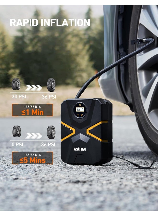 AstroAI ضاغط هواء إطارات أسترو إيه آي 12 فولت DC، مضخة إطارات سيارة رقمية 150 PSI، ضغط إطارات مسبق الضبط وإيقاف تلقائي، مضخة هواء كهربائية لإطارات السيارات، الدراجات، وغيرها من الأشياء القابلة للنفخ - Image 4