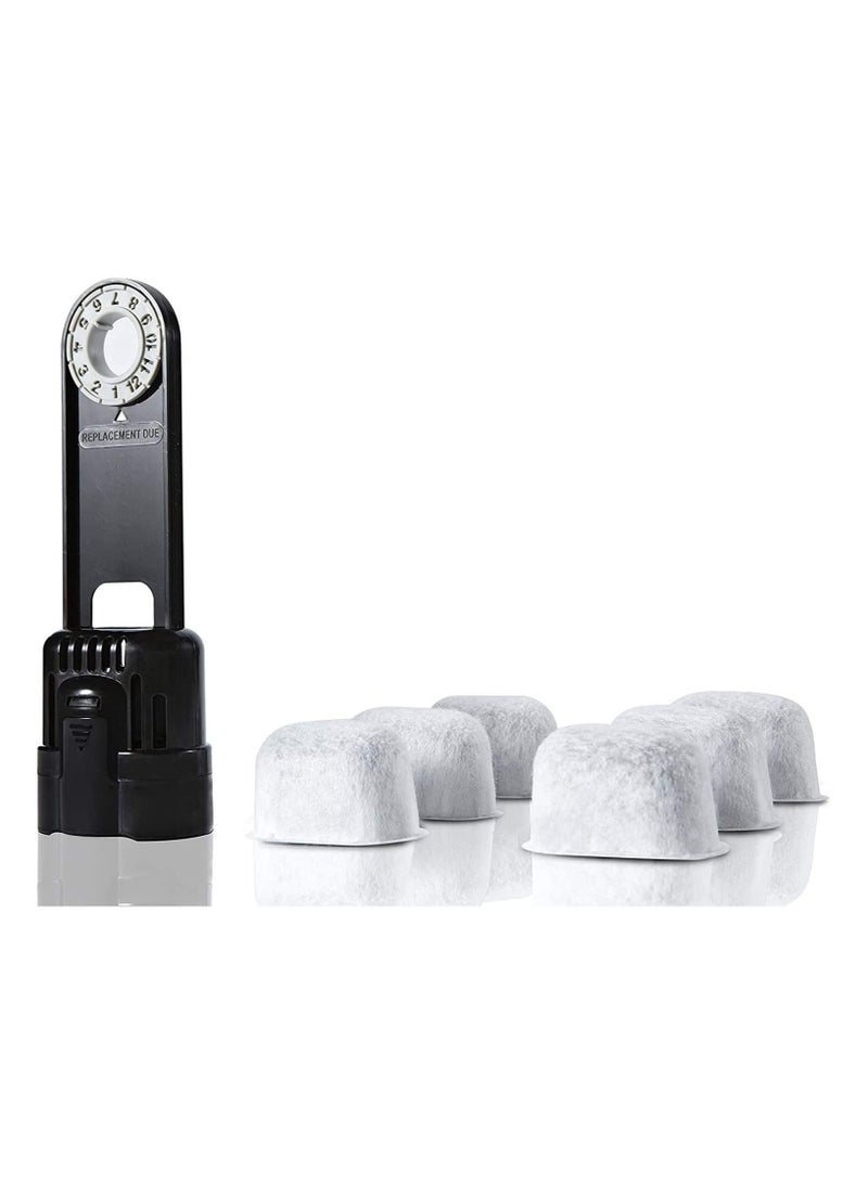 Captaintech 6 Pack Replacement Charcoal Water Filter Cartridges with Starter Kit Combo for Single Brewing System and Some Models of Breville  - Image 1