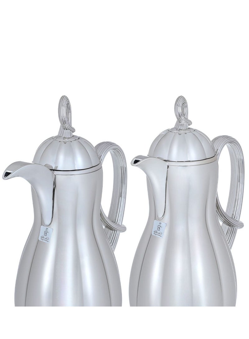 Alsaif Gallery Al Saif Gallery thermos set, 2 pieces, 1 liter, glass inner container, plastic outer shell - silver - Image 2