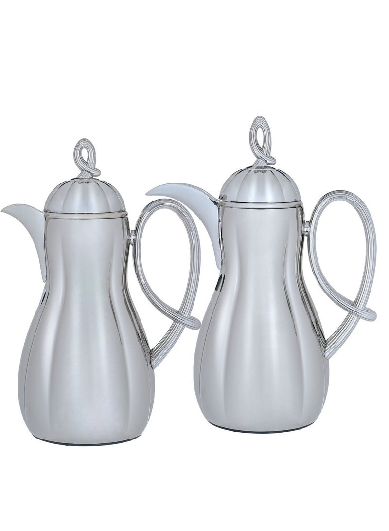 Alsaif Gallery Al Saif Gallery thermos set, 2 pieces, 1 liter, glass inner container, plastic outer shell - silver - Image 1