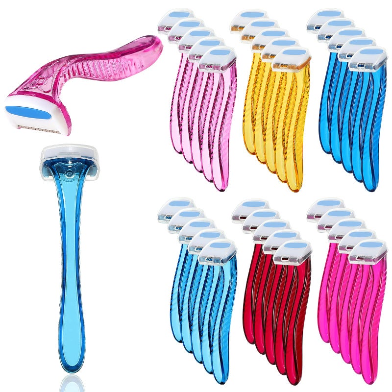 Honoson 30 Pieces Bikini Razors Bikini Trimmer for Women Small Disposable Travel Accessories Armpit Hair Removal Beauty for Body Cosmetic Tool(Light Blue, Light Yellow, Light Pink, Rose, Deep Pink) - Image 1