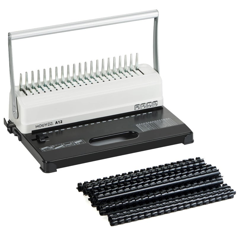 HOUYEE Binding Machine 19 Holes 450 Sheets Comb Binding Machines with 50 PCS 12 Comb Binding Spines Comb Binder Machine for Letter Size PaperAdjustable Margin - Image 2