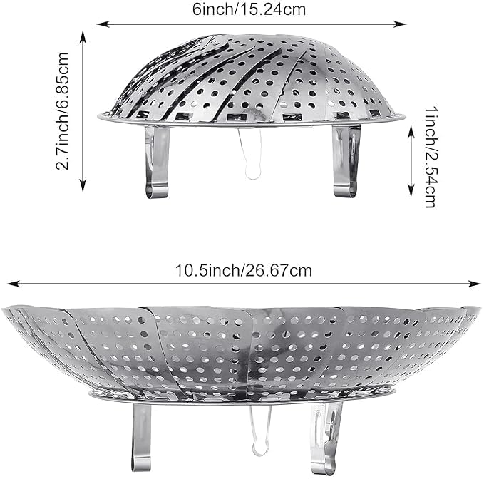 YONIMI Stainless steel Big 30cm Folding Vegetable Steamer Basket Collapsible Steamer basket for vegetable Cooking fish and baby food steamer Big and Expandable Fit Various Size Pot - Image 2