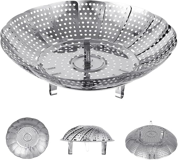 YONIMI Stainless steel Big 30cm Folding Vegetable Steamer Basket Collapsible Steamer basket for vegetable Cooking fish and baby food steamer Big and Expandable Fit Various Size Pot - Image 5