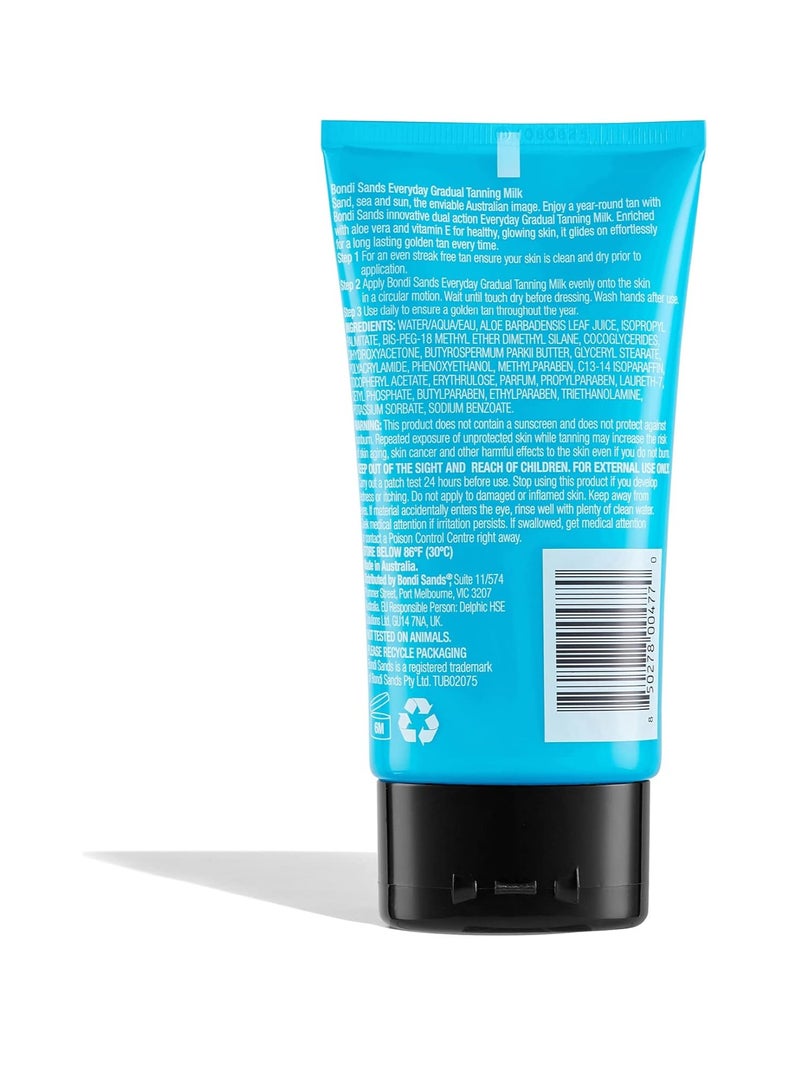 بوندي ساندز حليب تانين تدريجي يومي لوشن للجسم يبني توهجًا طبيعيًا في 1 3 تطبيقات مُغَذَّى بفيتامين E الألوة فيرا نباتي خالي من القسوة برائحة زبدة الكاكاو 100 مل 3 4 أونصة - Image 2