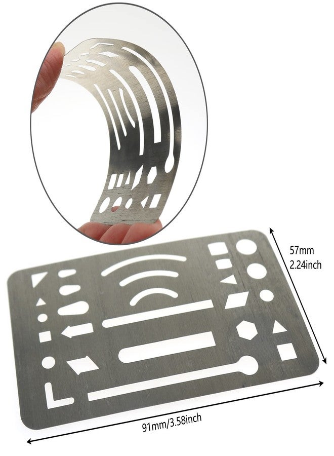 LUORNG 2IN1 Stainless Steel 27 Patterns Erasing Drawing Drafting Tool Shield and 360 Degree Protractor and Circle Maker Kit - Image 4