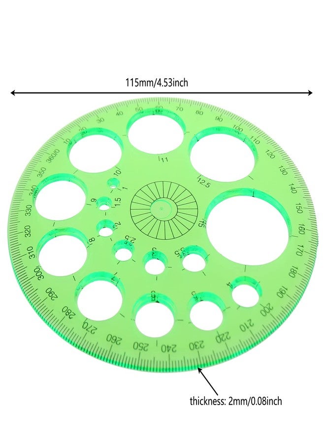 LUORNG 2IN1 Stainless Steel 27 Patterns Erasing Drawing Drafting Tool Shield and 360 Degree Protractor and Circle Maker Kit - Image 5