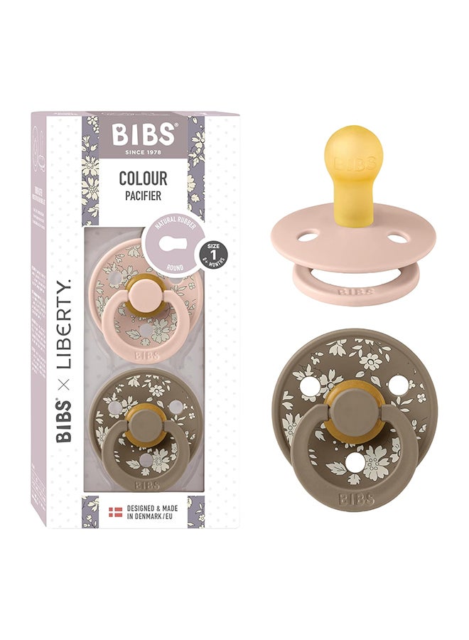 BIBS Liberty Colour Latex Pacifiers, Size 1, Capel Design, 2-Pack, Blush Mix - Image 1