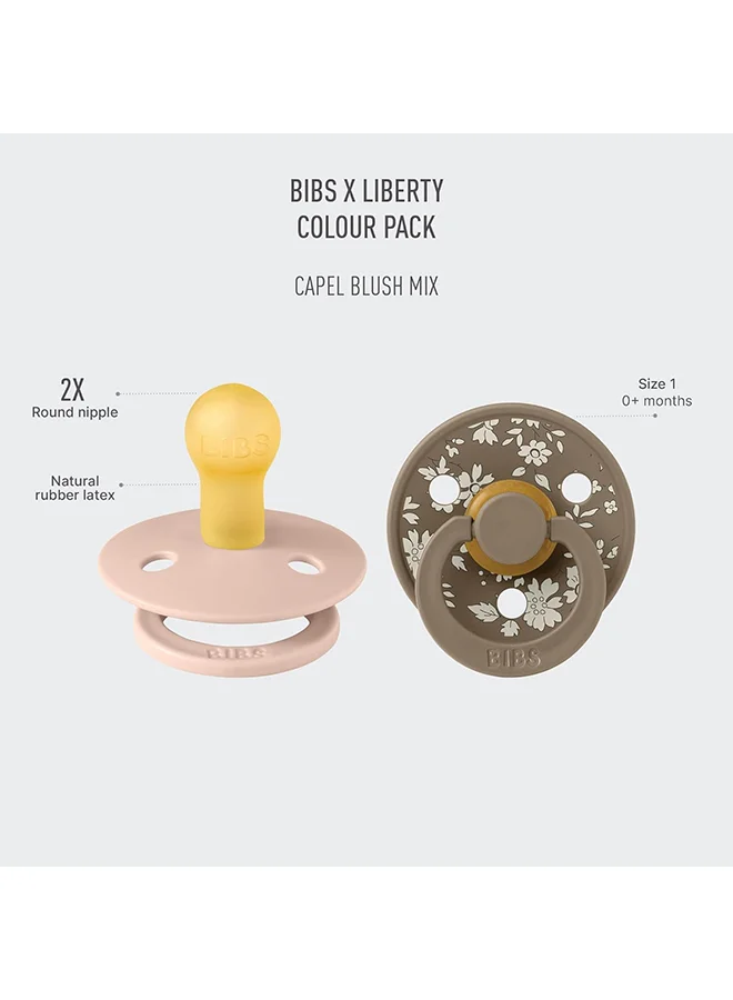 بيبس Liberty Colour Latex Pacifiers, Size 1, Capel Design, 2-Pack, Blush Mix