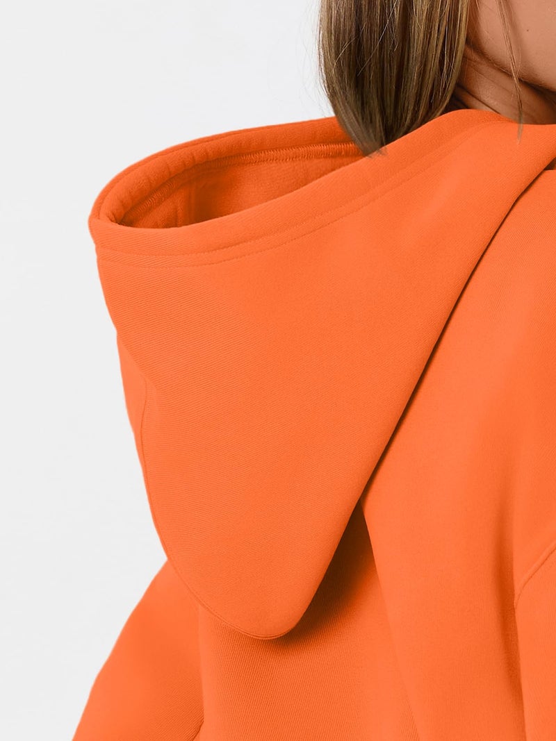 WYNNQUE Hoodies for Women Oversized Sweatshirts Fall Fashion Outfits 2026 Casual Sweaters Tops Fleece Plus Size Workout Comfy Winter Clothes Orange S - Image 5