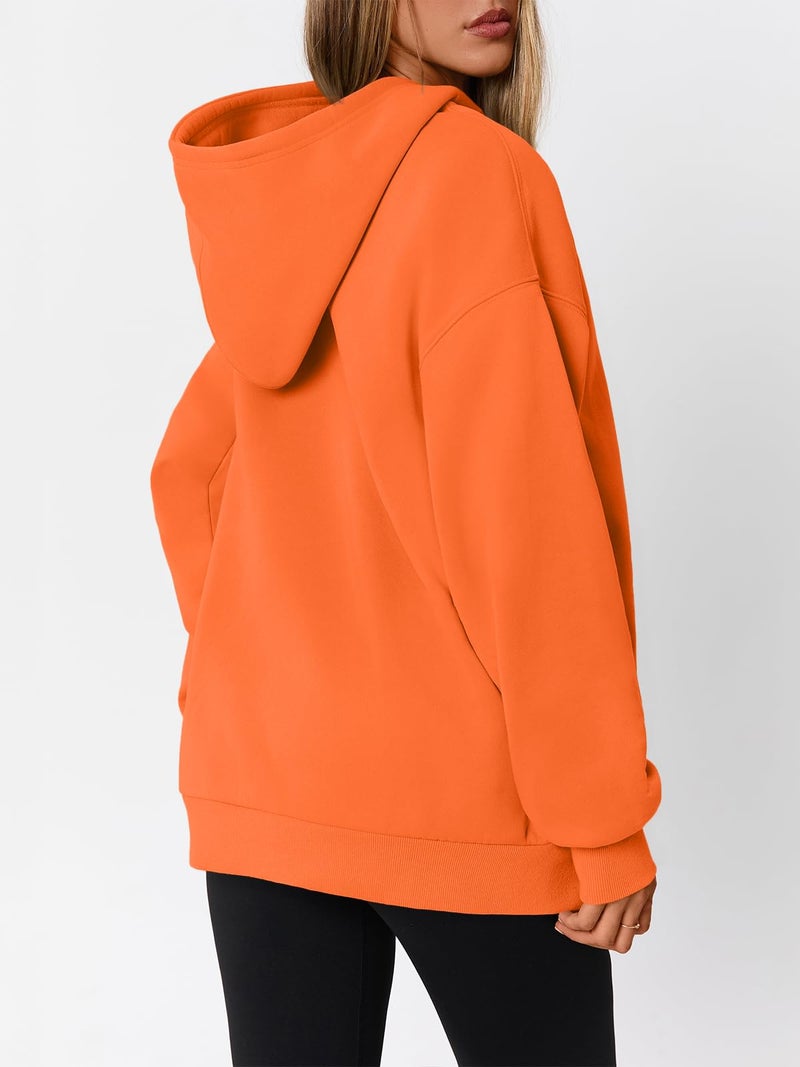 WYNNQUE Hoodies for Women Oversized Sweatshirts Fall Fashion Outfits 2026 Casual Sweaters Tops Fleece Plus Size Workout Comfy Winter Clothes Orange S - Image 4